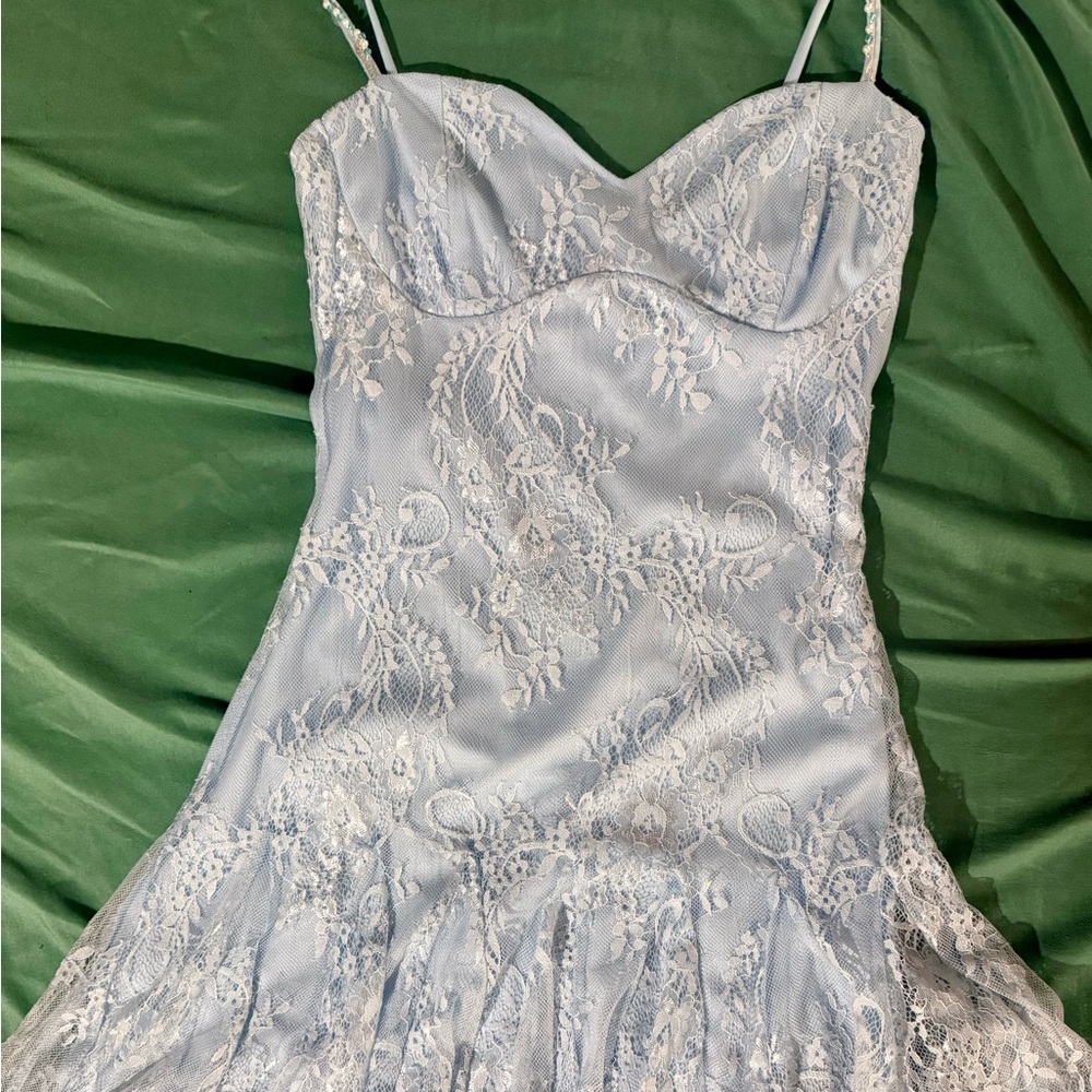 Windsor Light Blue Lace Mini Dress